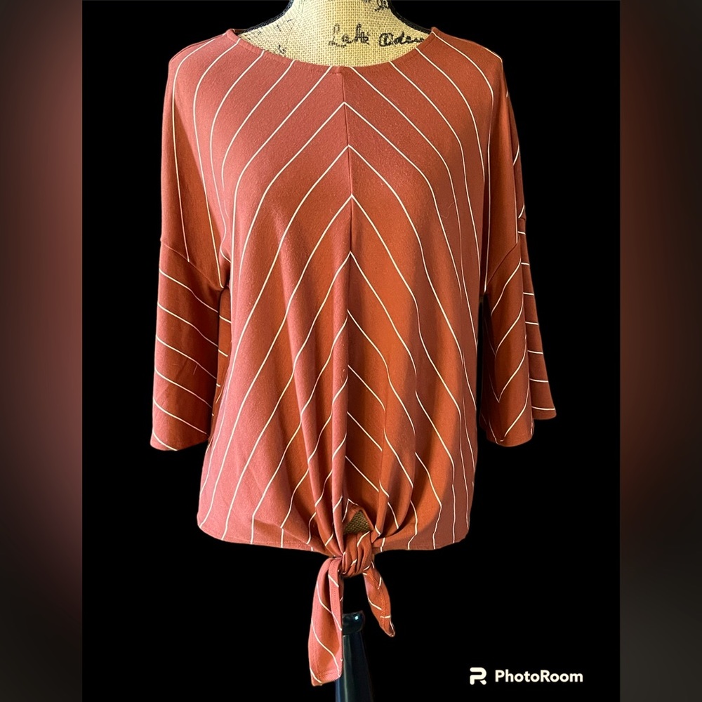 Ces Femme Medium Rust Stripe Cotton Top